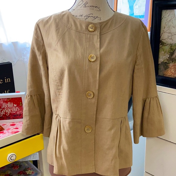 Jacket/blazer or top. Crisp linen with pleats. - Picture 2 of 6